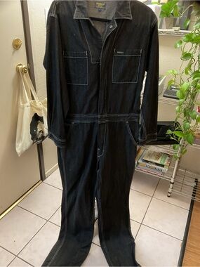 OshKosh B'gosh Black Denim Jumpsuit with Contrast Stitching
